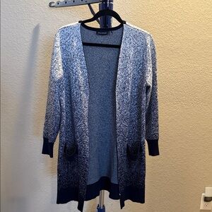 Nina Leonard Black and White knee length Cardigan. Size Large